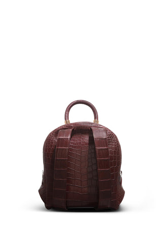 Bordeaux Crocodile Leather Mini Billie Backpack - Back View | Gabriela Hearst