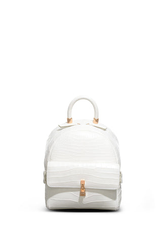 Ivory Crocodile Leather Mini Billie Backpack - Front View | Gabriela Hearst