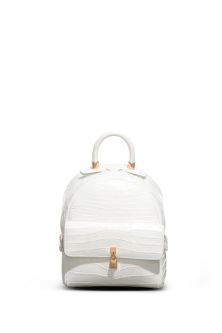 Mini Billie Backpack in Ivory Crocodile Leather
