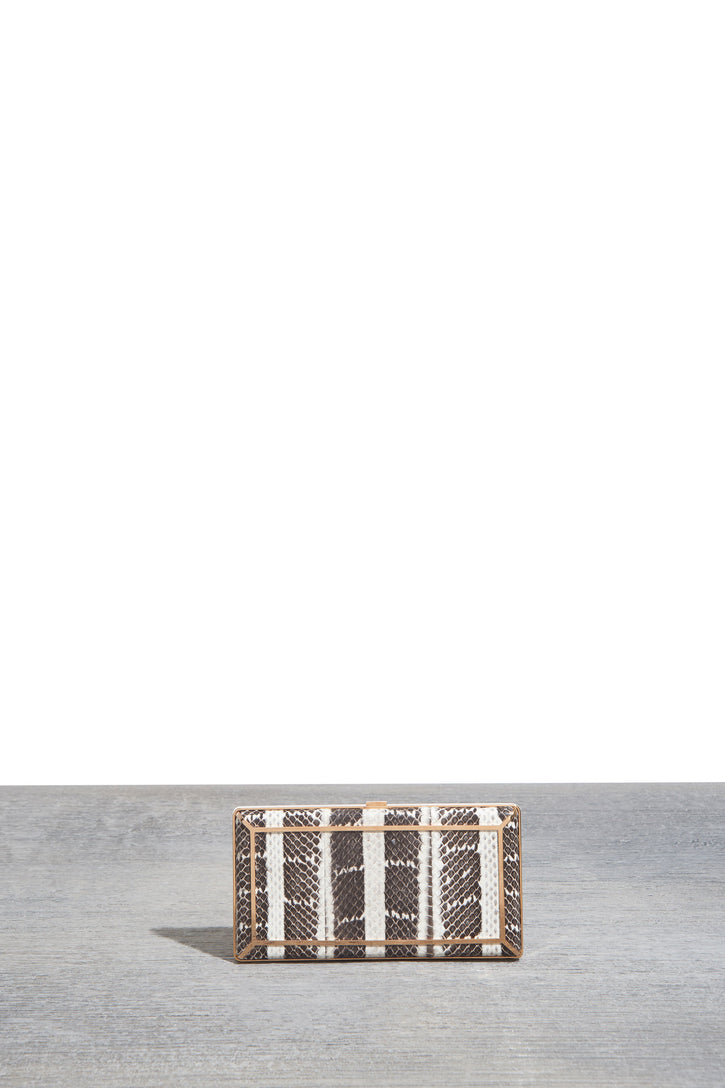 Callas Clutch in Black & White Snakeskin