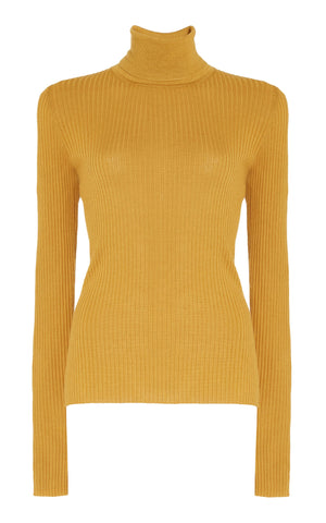 Peppe Knit Turtleneck in Golden Birch Cashmere Silk