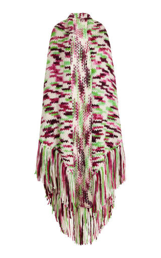 Multi-Color Space Dye Cashmere Lauren Wrap with Fringe - Front View | Gabriela Hearst