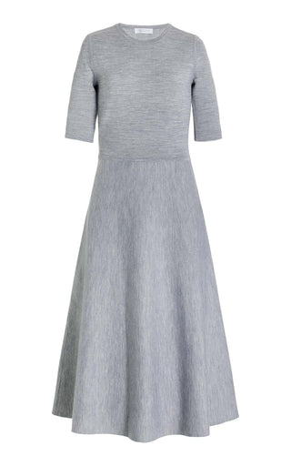 Heather Grey Merino Wool Cashmere Seymore Knit Midi Dress - Product Flat Lay | Gabriela Hearst