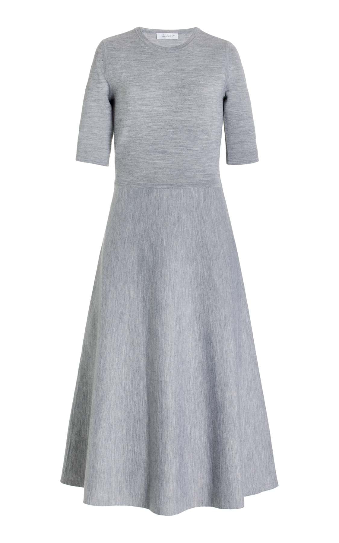Seymore Knit Dress in Grey Cashmere Wool with Silk