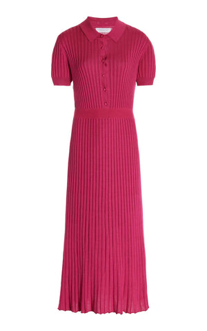 Amor Ribbed Dress in Fuchsia Cashmere Silk