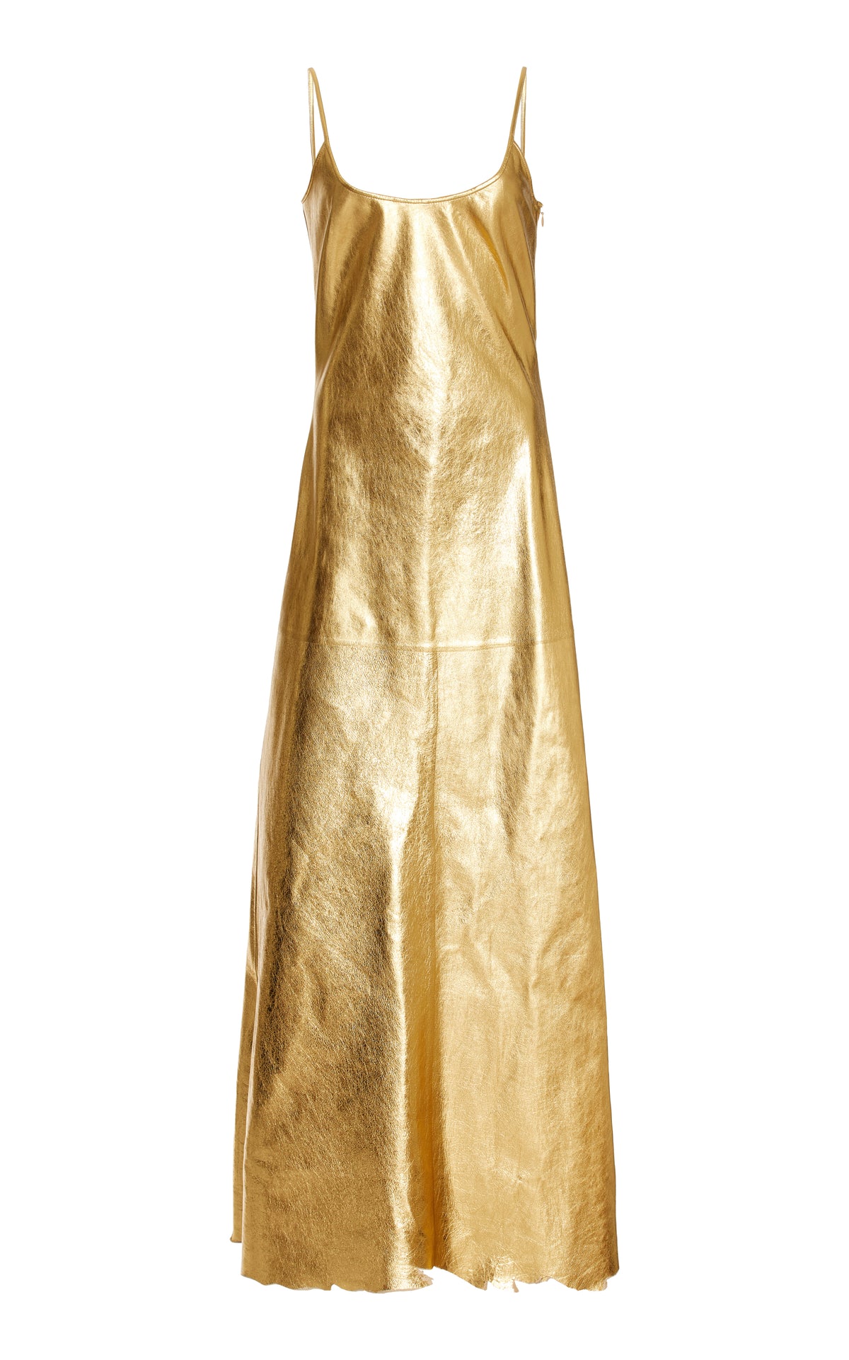 Teles Dress in Gold Metallic Nappa Leather
