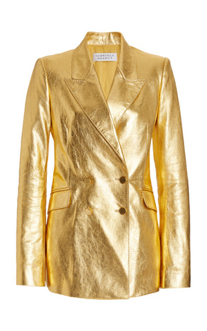 Angela Blazer in Gold Metallic Leather