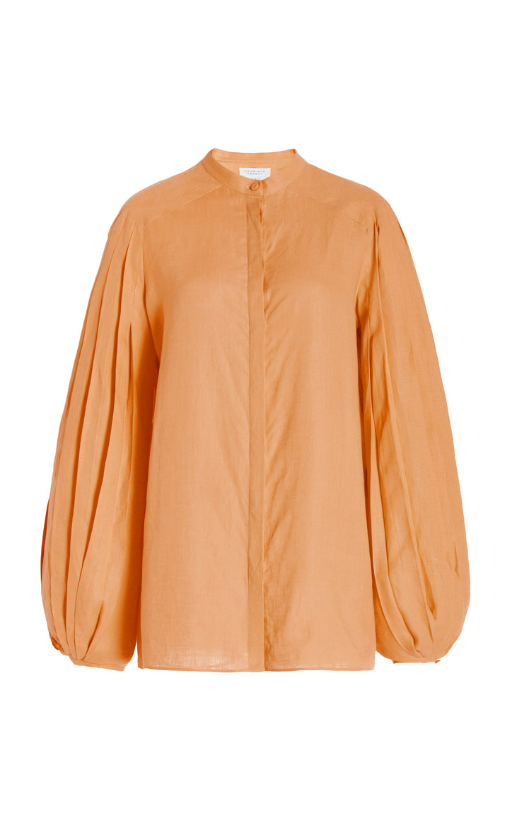 Laetitia Blouse in Fluorescent Orange Aloe Linen