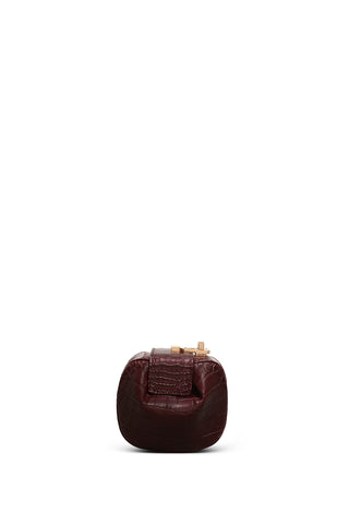 Bordeaux Crocodile Leather Rafaela Coin Purse - Front View | Gabriela Hearst