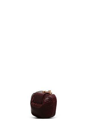 Bordeaux Crocodile Leather Rafaela Coin Purse - Side View | Gabriela Hearst