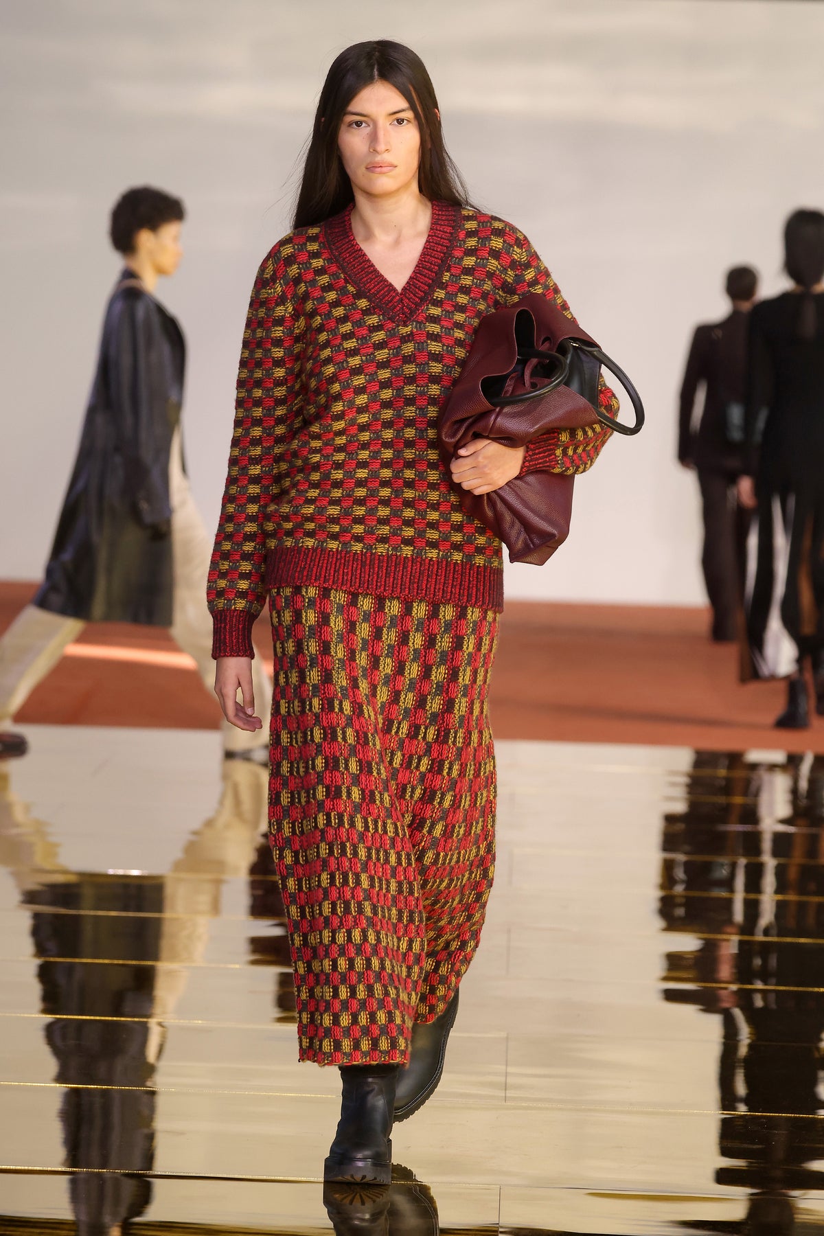 Drew Skirt in Red Multi Welfat Cashmere