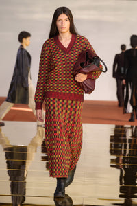 Drew Skirt in Red Multi Welfat Cashmere