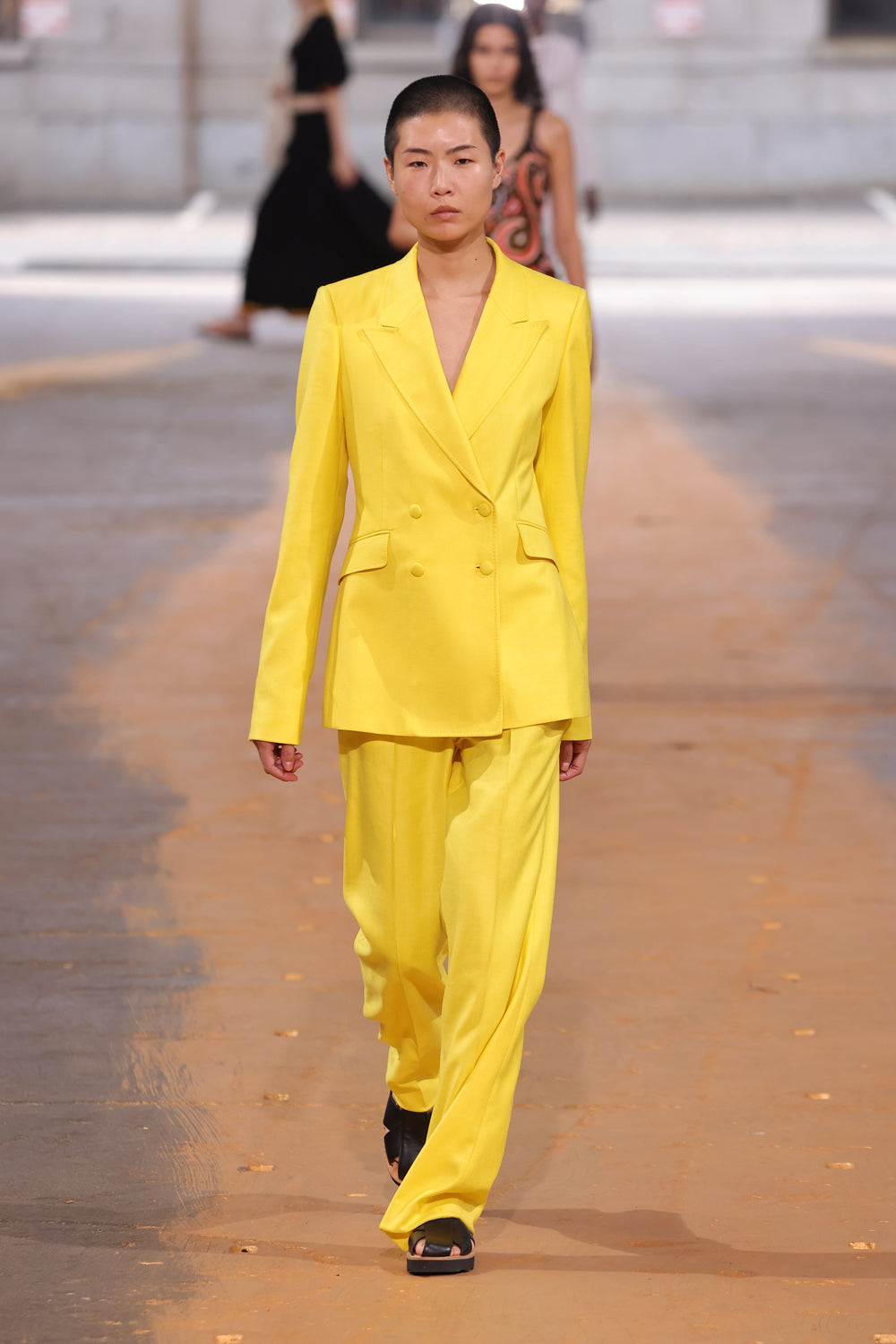 Yellow silk blazer top