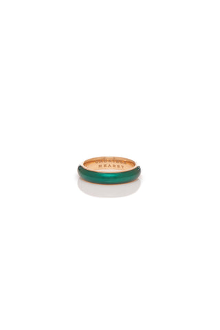 18K Rose Gold Ring with Green Vitreous Enamel - Front View | Gabriela Hearst