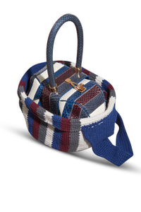 Crossover Knit Bag in Blue, Bordeaux & Grey Cashmere