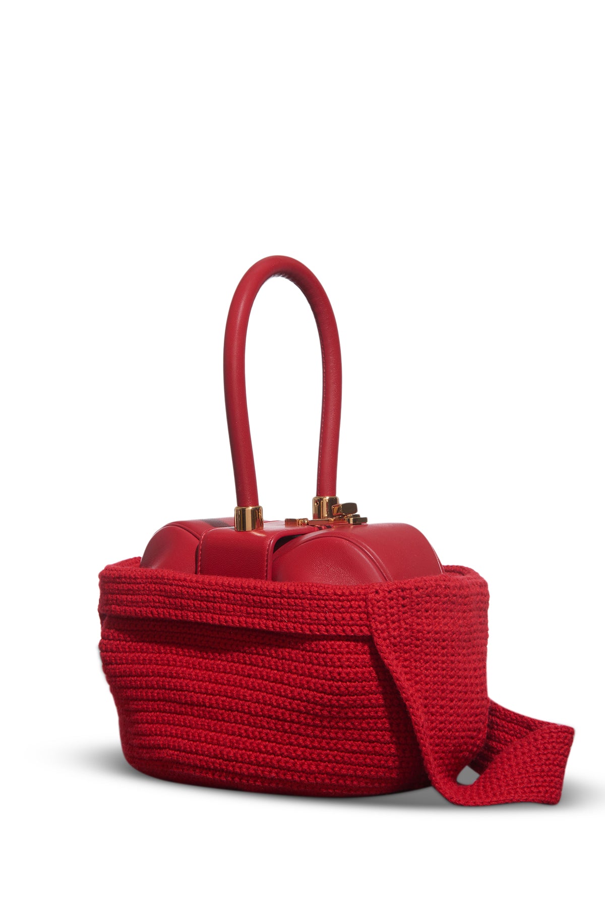 Crossover Knit Bag in Red Cashmere