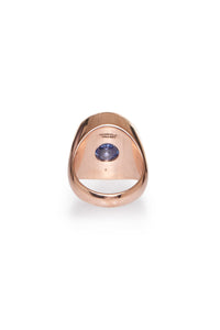 Signet Ring in 18K Rose Gold & Turquoise Stone with Blue Sapphire