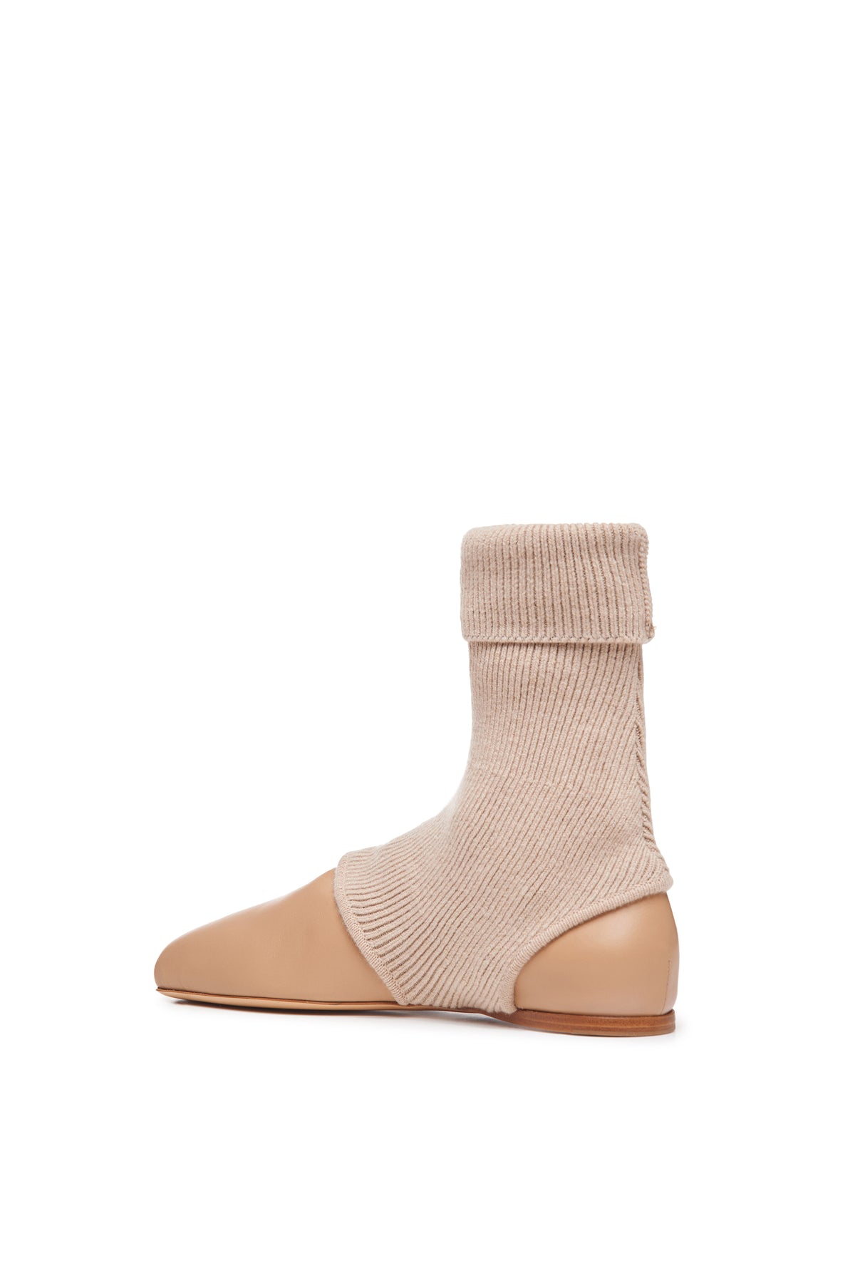 Mishka Ankle Sock Boot in Dark Camel Cashmere Leather