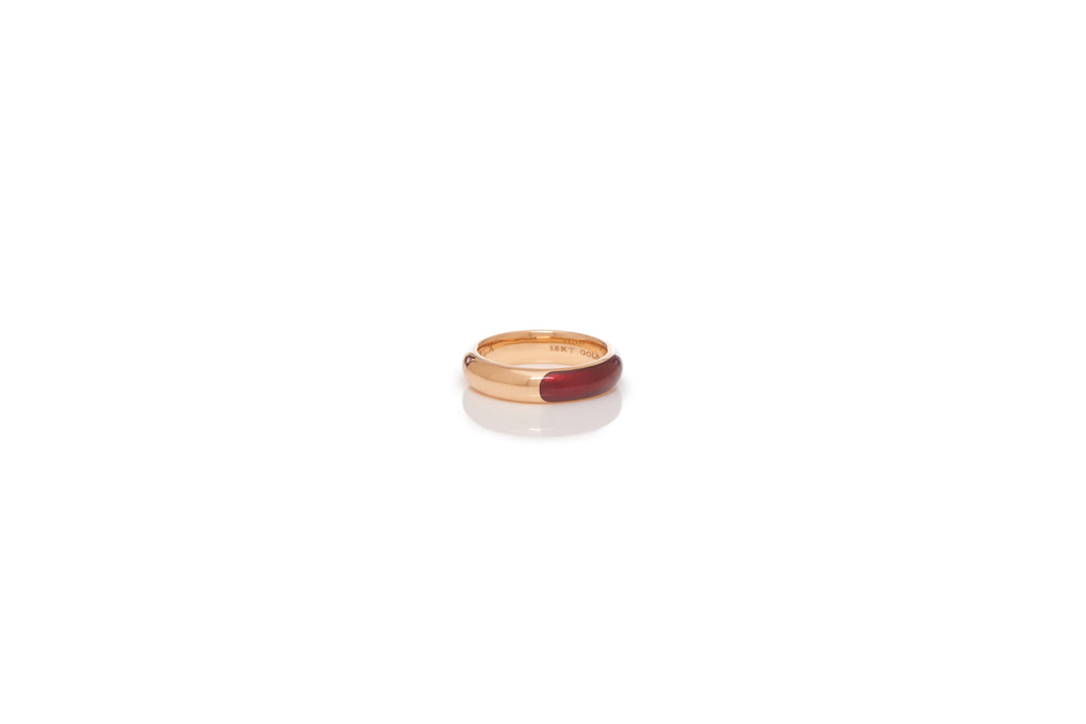 Ring in 18K Rose Gold & Vitreous Red Enamel