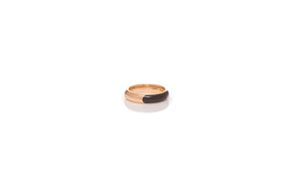 18K Rose Gold Black Enamel Ring - Side Profile View | Gabriela Hearst