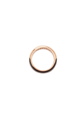 18K Rose Gold Black Enamel Ring - Overhead View of Polished Band | Gabriela Hearst