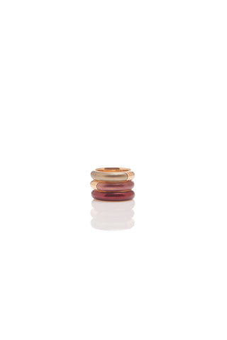 18K Rose Gold Enamel Rings Stacked - Multi-Color Collection, Green Burgundy Blue | Gabriela Hearst