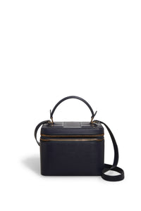 Cartuchera Makeup Bag in Navy Nappa Leather