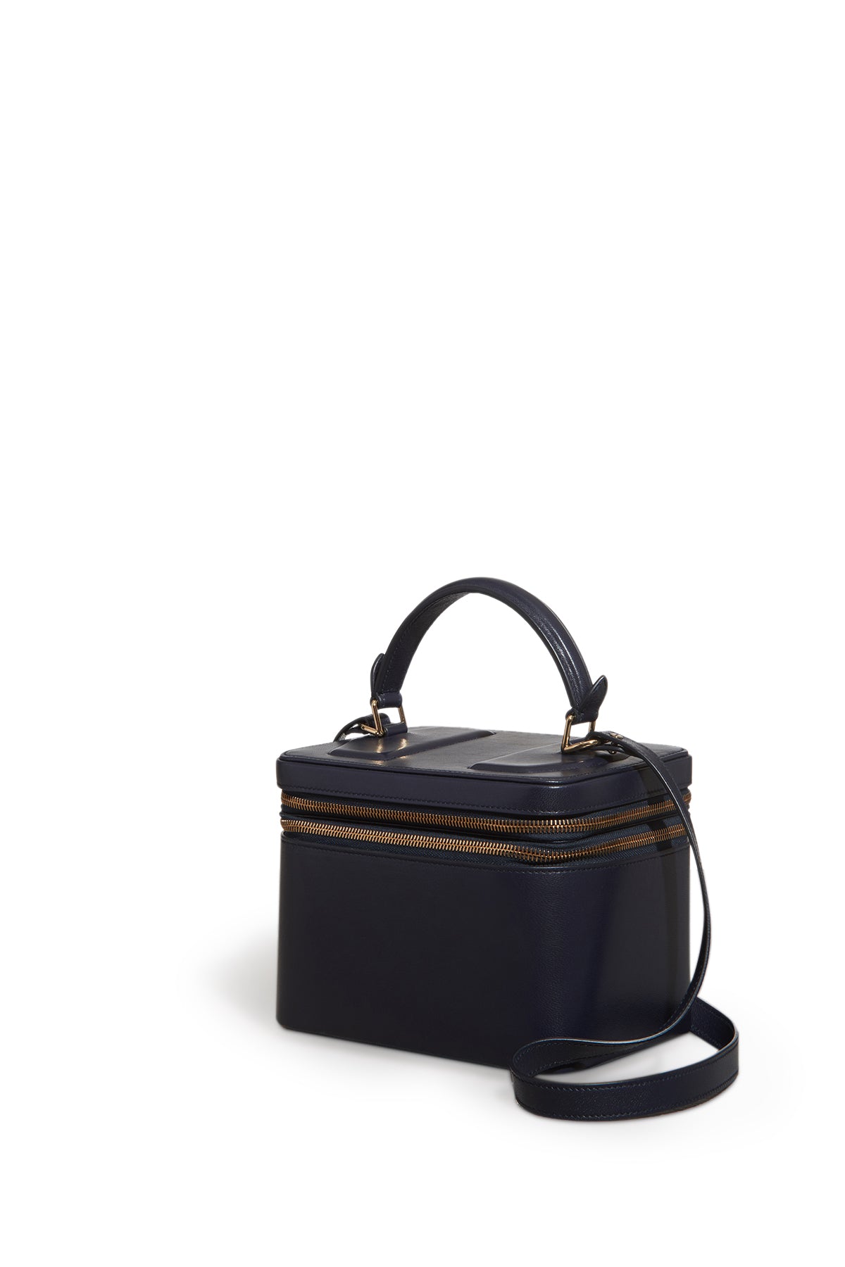 Cartuchera Makeup Bag in Navy Nappa Leather
