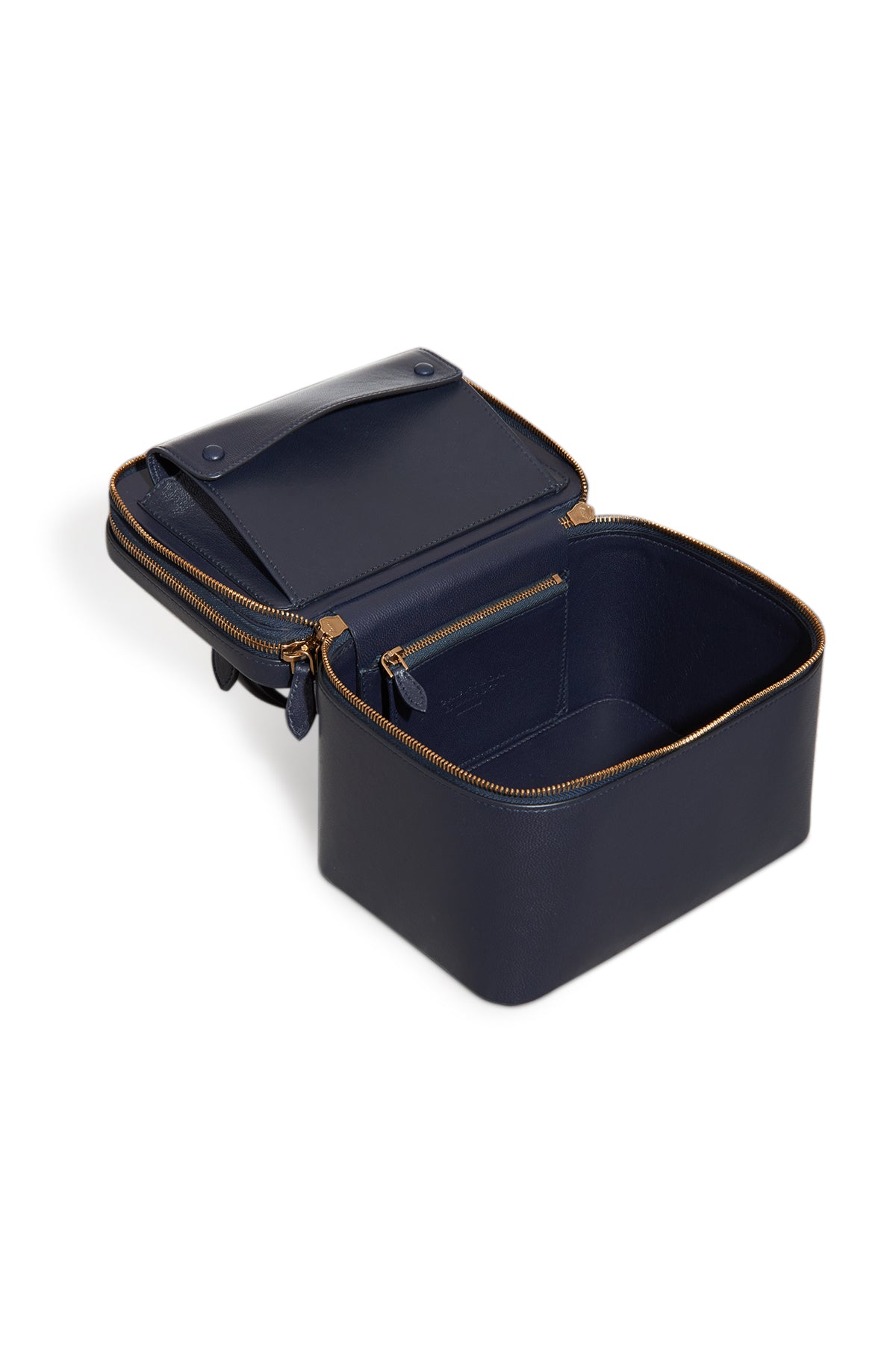 Cartuchera Makeup Bag in Navy Nappa Leather