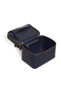 Cartuchera Makeup Bag in Navy Nappa Leather