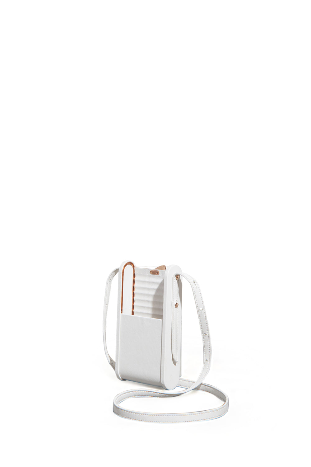 Mabel Crossbody Phone Case in Ivory Nappa Leather