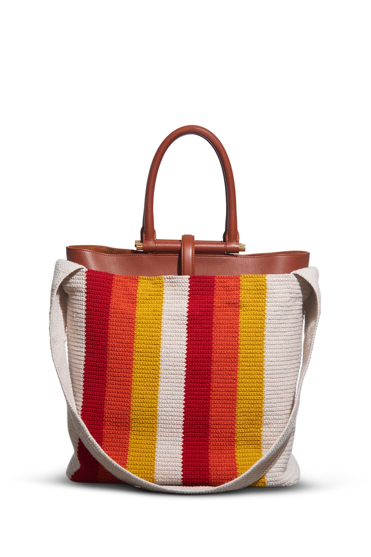 Large Crossover Knit Bag in Red, Orange & Yellow Cashmere