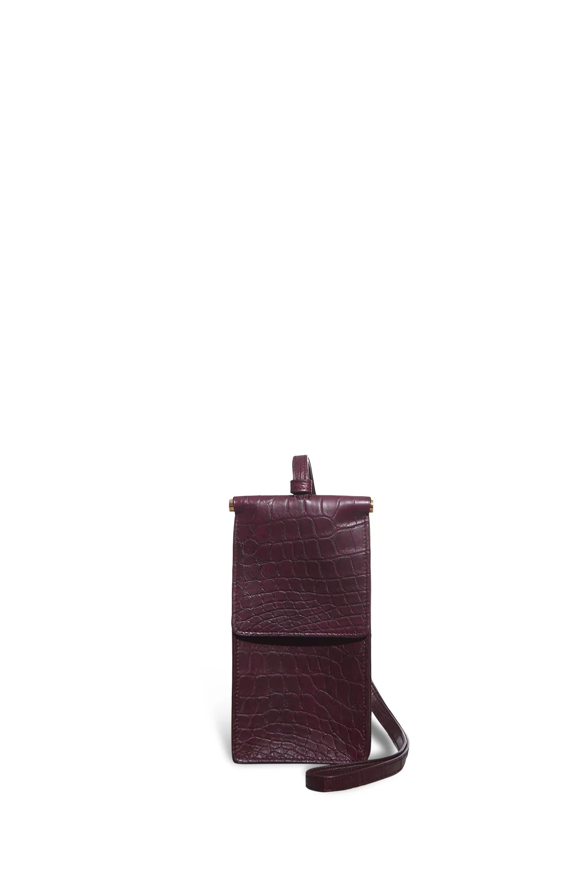 Cardi Neckalce Pouch in Burgundy Crocodile Leather