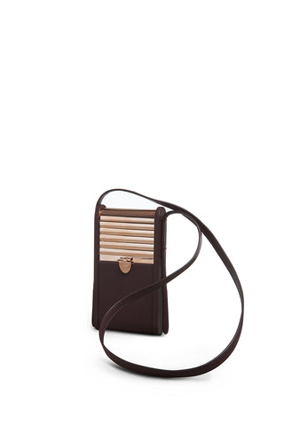 Mabel Crossbody Phone Case in Bordeaux Nappa Leather
