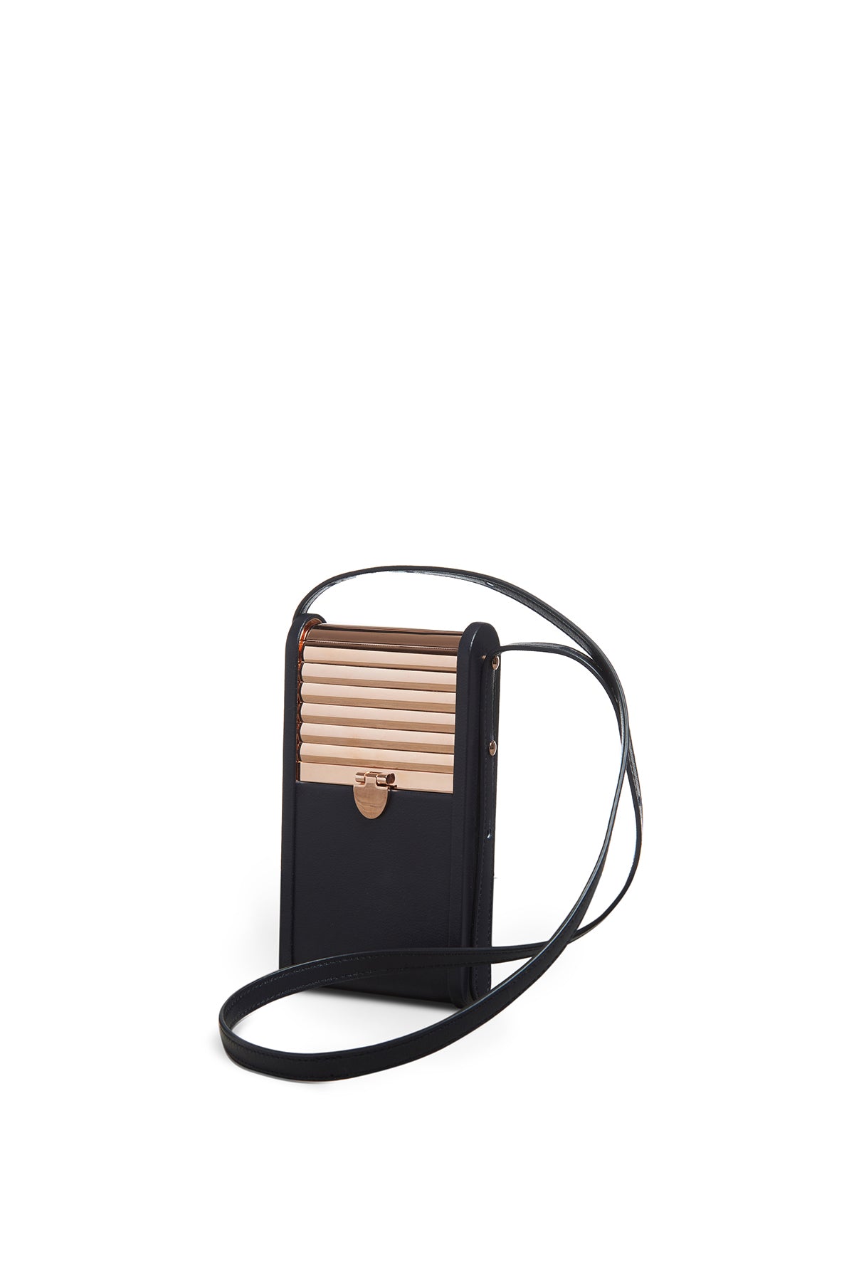 Mabel Crossbody Phone Case in Navy Nappa Leather