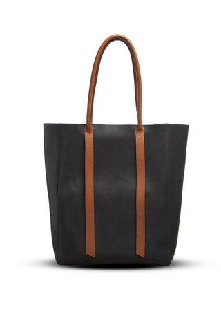 Marianne Tote Bag in Black & Cognac Leather
