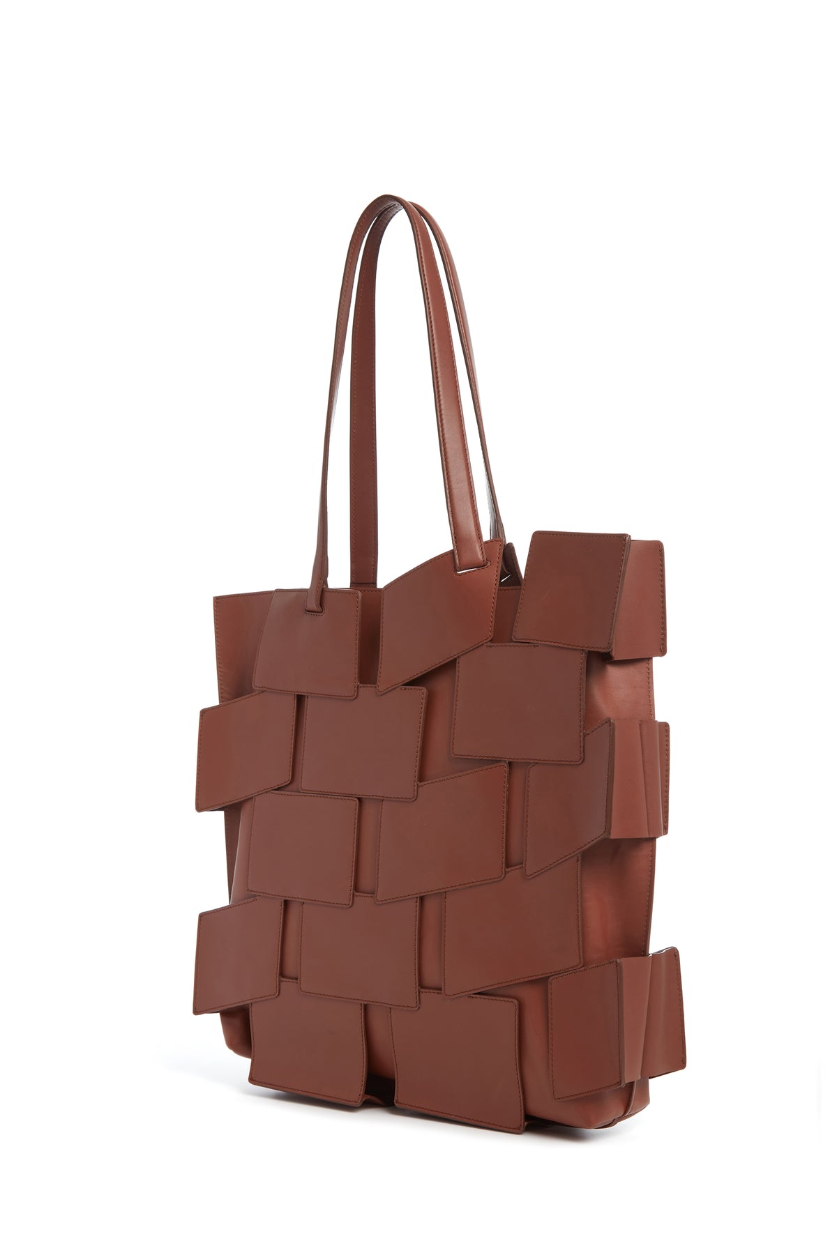 Laquered Tote Bag in Cognac Leather