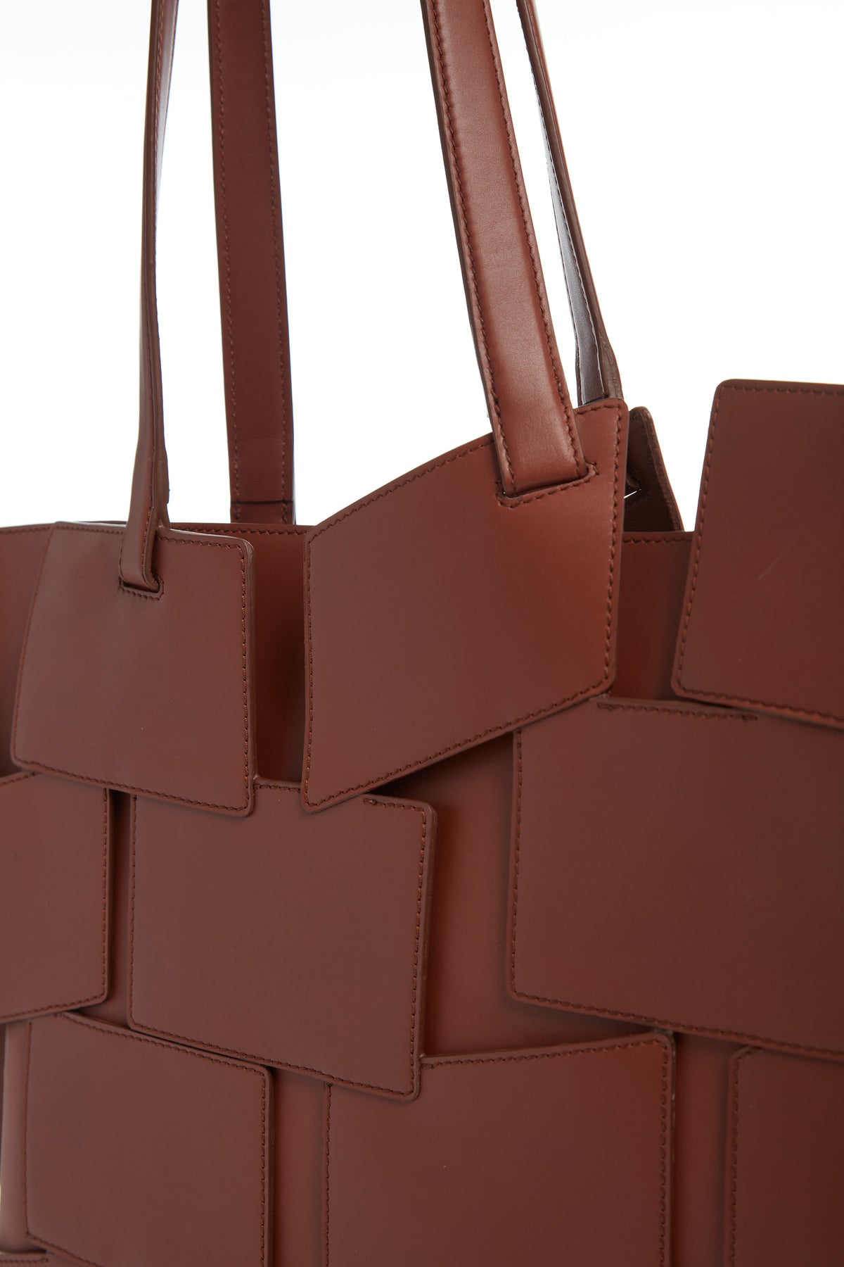 Laquered Tote Bag in Cognac Leather