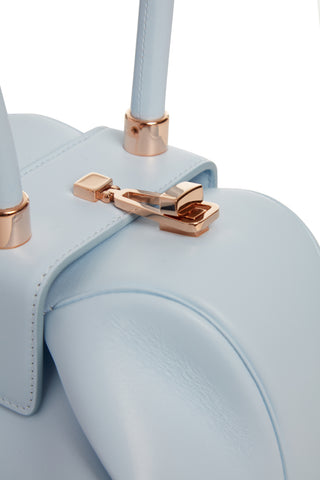 Light Blue Nina Bag Rose Gold Hardware Detail Close-Up | Gabriela Hearst