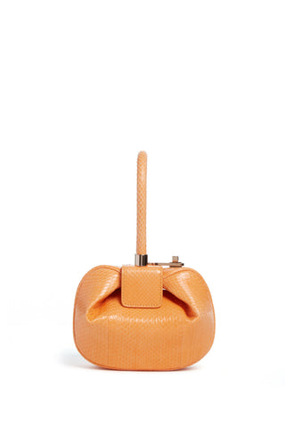 Fluorescent Orange Snakeskin Demi Bag - Front View Open | Gabriela Hearst
