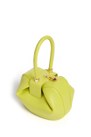 Lime Adamite Nappa Leather Nina Bag - Side Profile | Gabriela Hearst