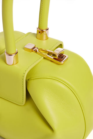 Lime Nappa Leather Demi Bag - Rose Gold Turnlock Close-Up | Gabriela Hearst