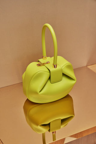 Lime Adamite Nappa Leather Nina Bag - Styled Reflection Shot | Gabriela Hearst