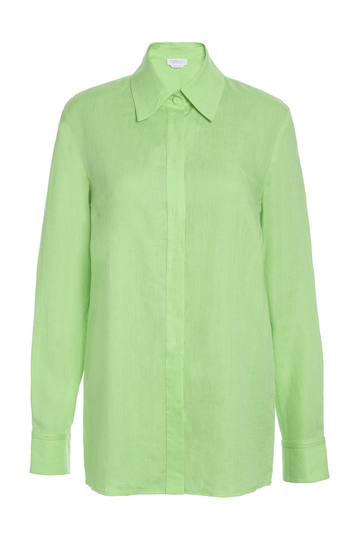 Cruz Shirt in Fluorescent Green Aloe Linen