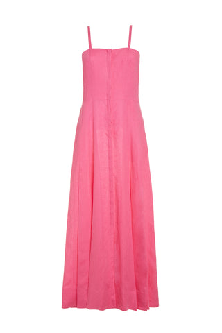 Margritte Dress in Fluorescent Pink Cotton Linen