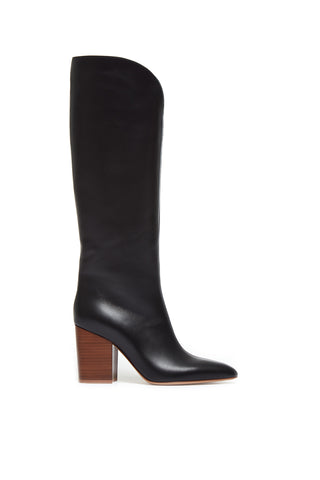 Cora High Knee Boot in Black Leather