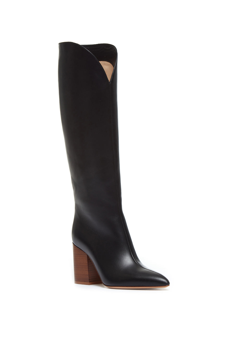 Cora High Knee Boot in Black Leather