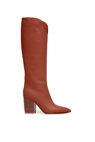 Cora High Knee Boot in Cognac Leather