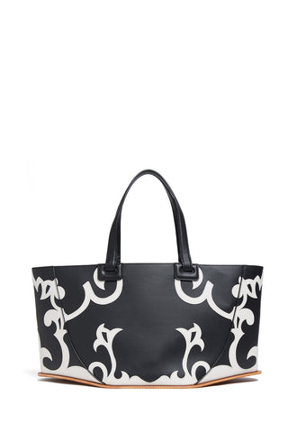 Coyote Tote Bag in Black & Ivory Leather