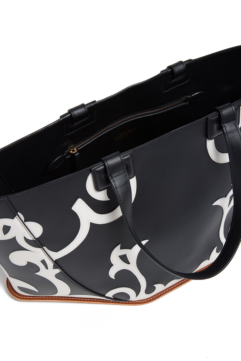 Coyote Western Tote Bag in Black & Ivory Leather